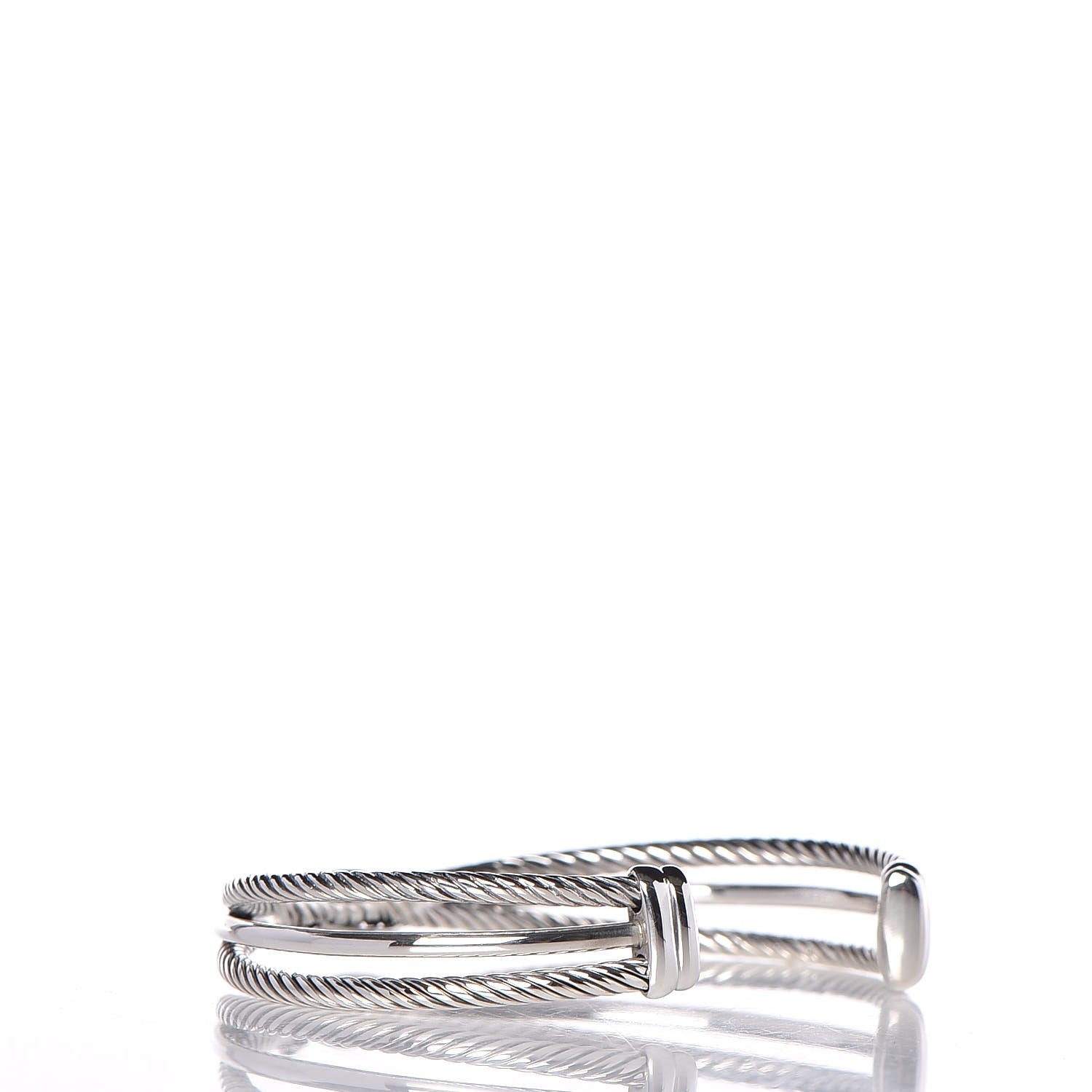 David Yurman Sterling Silver Diamond 7mm X Crossover Cuff 3 of 5