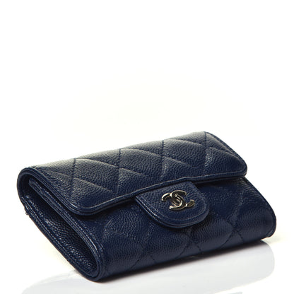 Chanel Caviar Quilted Flap Card Holder Wallet Navy Blue 4 of 8