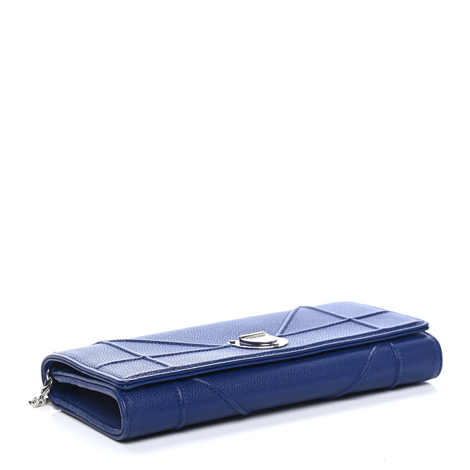 Christian Dior Grained Calfskin Diorama Croisiere Chain Wallet Blue 3 of 9