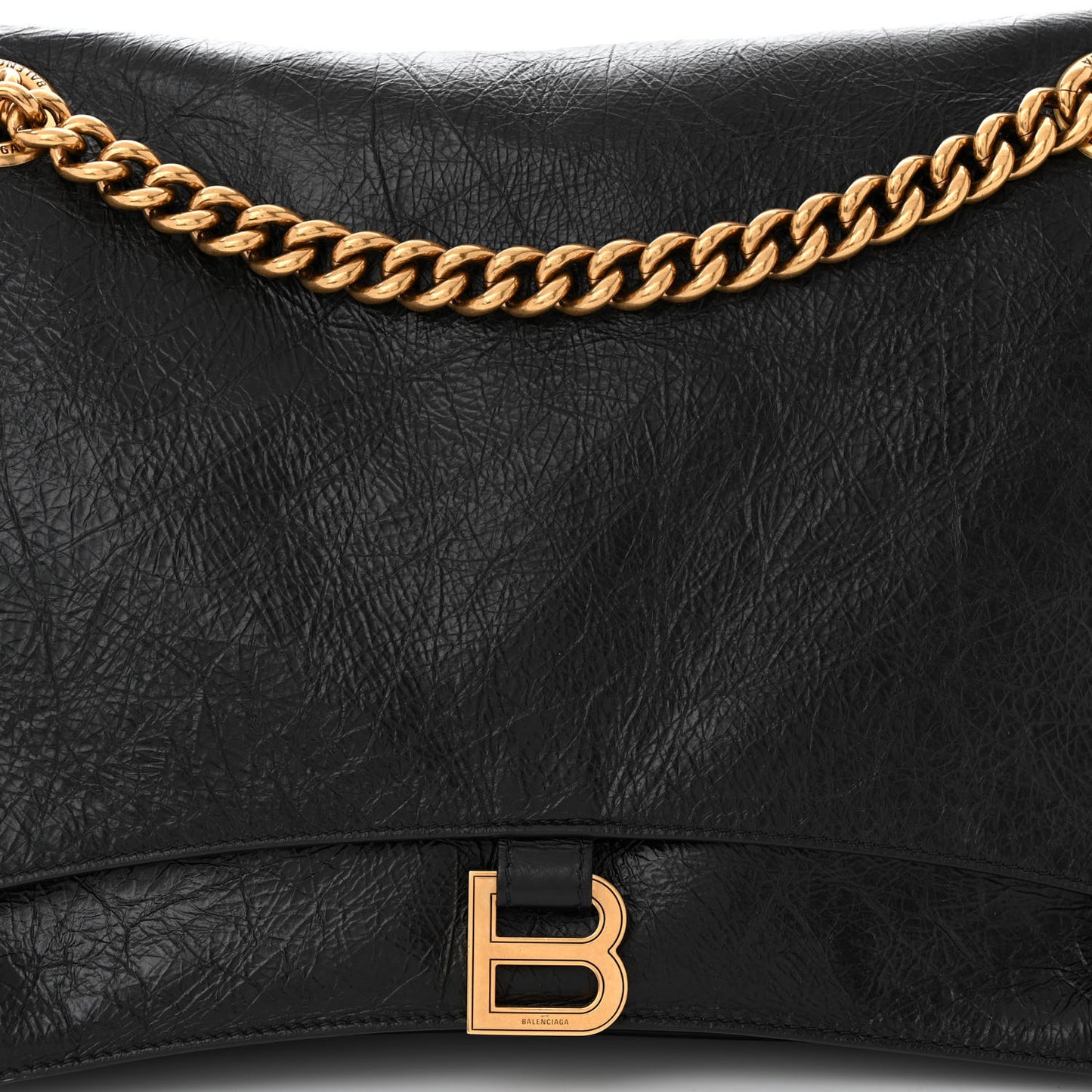 Crushed Calfskin Large Crush Chain Bag Black