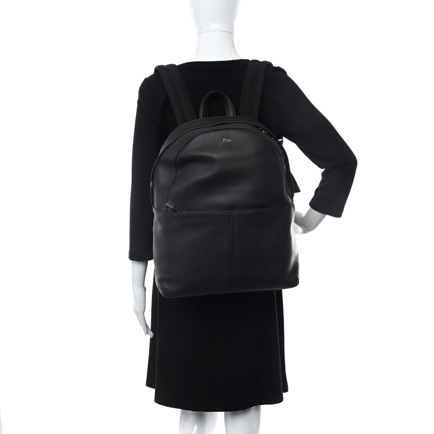 Calfskin Nylon Backpack Black