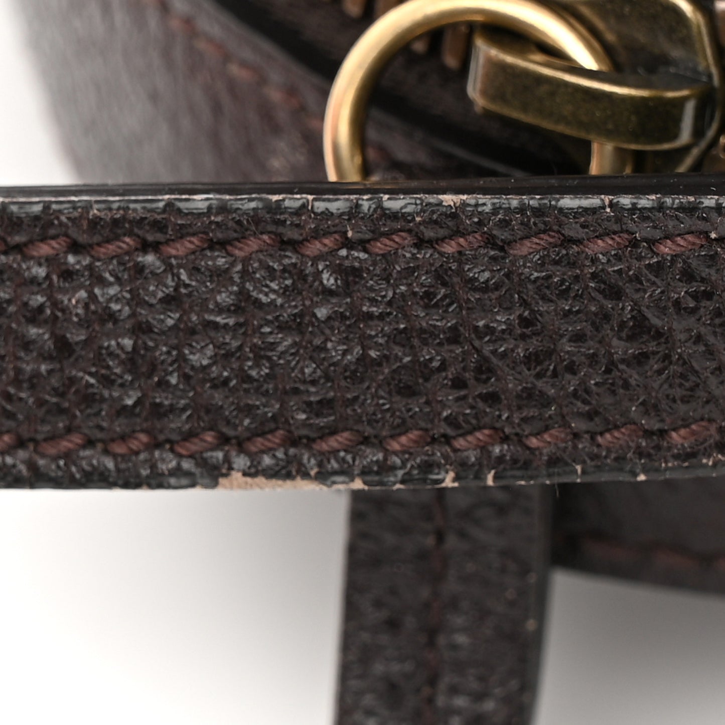 Textured Calfskin Web Small Webby Bee Shoulder Bag Brown Coffee