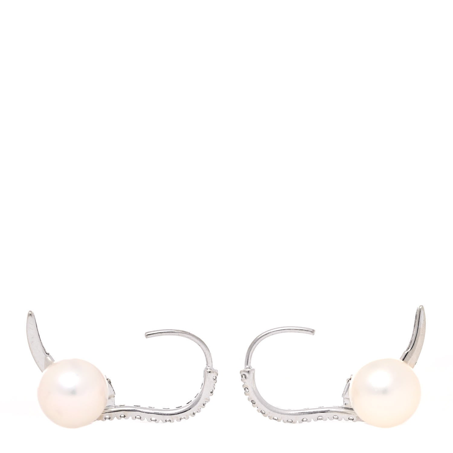 Mikimoto 18K White Gold Diamond Akoya Pearl 7.5mm Drop Earrings 4 of 5