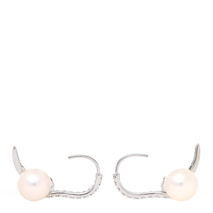Mikimoto 18K White Gold Diamond Akoya Pearl 7.5mm Drop Earrings 4 of 5
