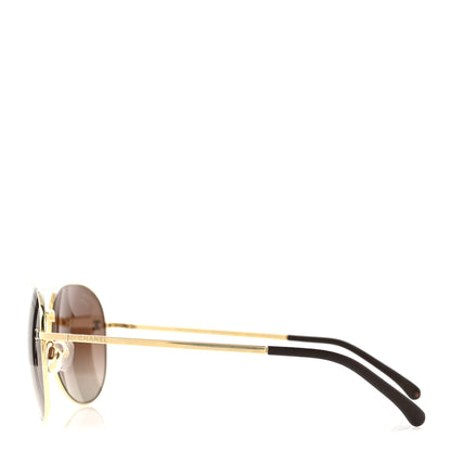 Chanel Aviator CC Sunglasses 4189-T-Q Gold 3 of 8