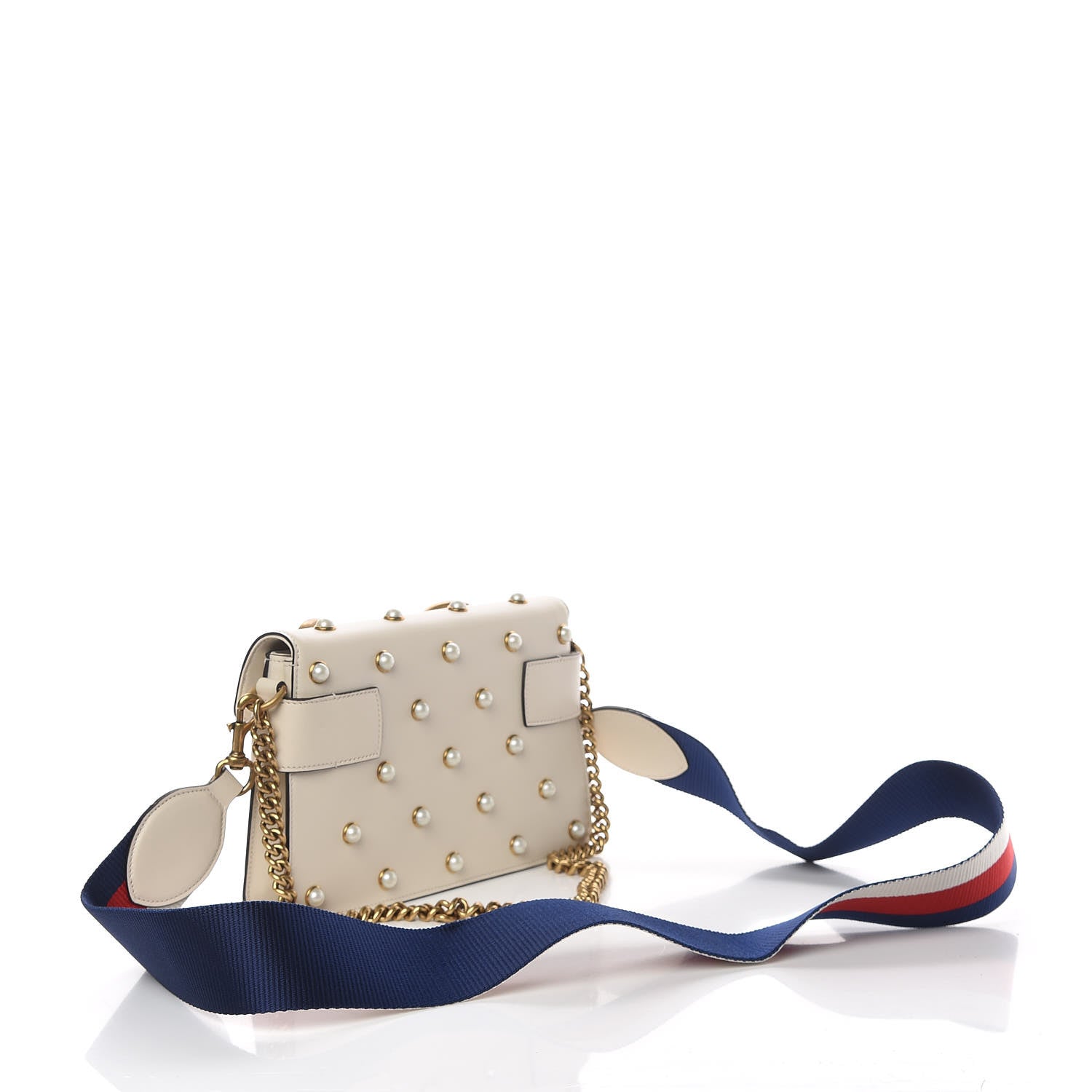 Gucci Nappa Pearl Studded Mini Queen Margaret Broadway Shoulder Bag Mystic White 4 of 13