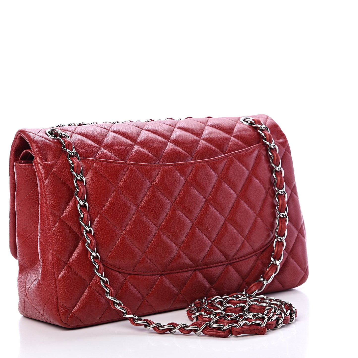 Caviar Quilted Jumbo Double Flap Red