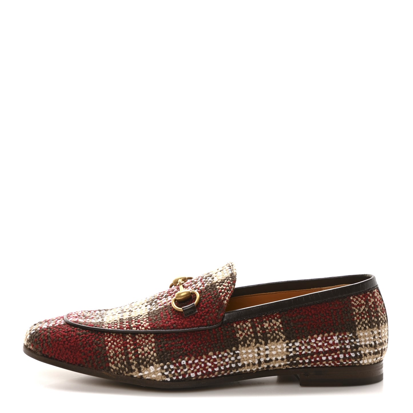 Vintage Tweed Check Horsebit Mens Jordaan Loafers 9 Red Beige White