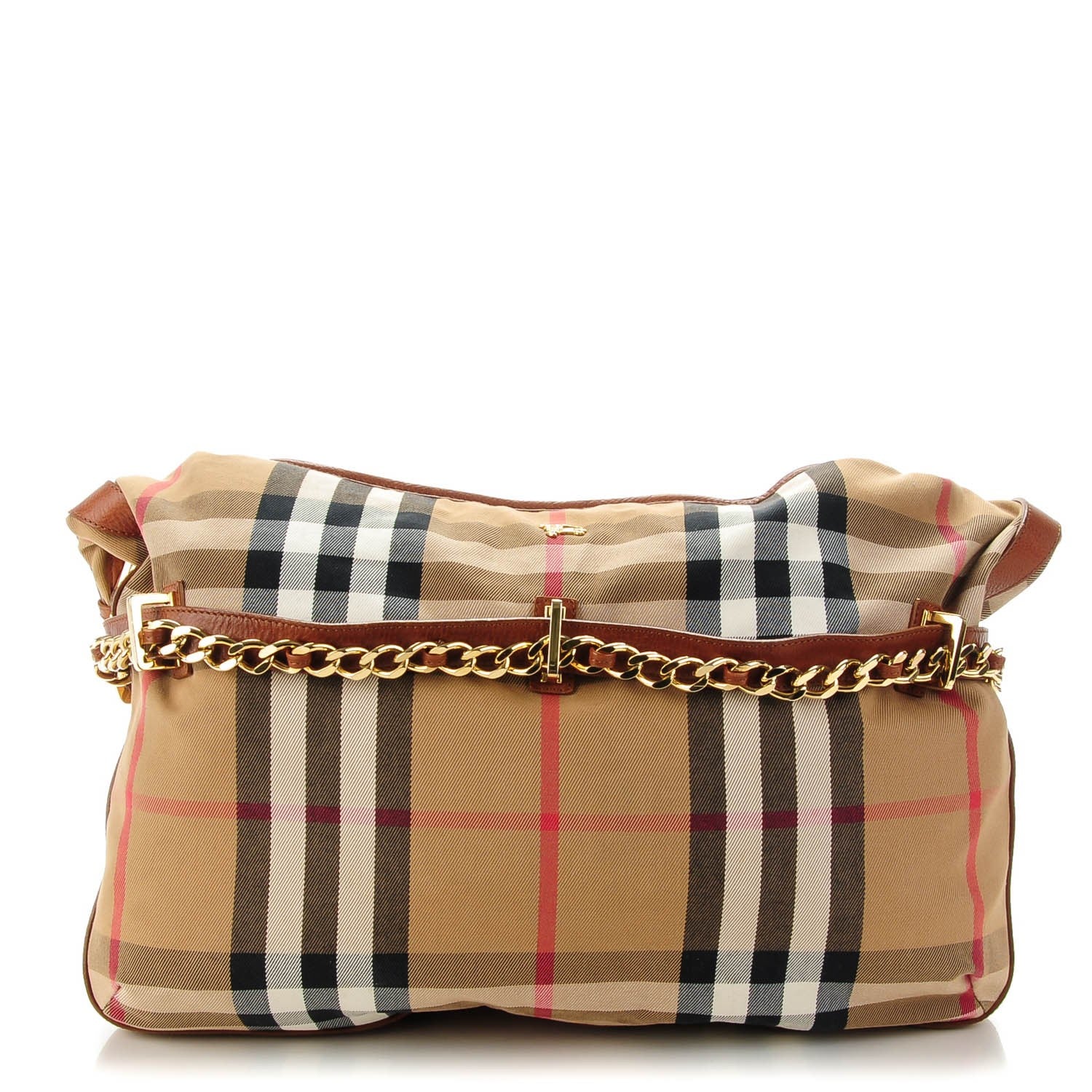 Burberry House Check Chain Hobo Tan 1 of 8