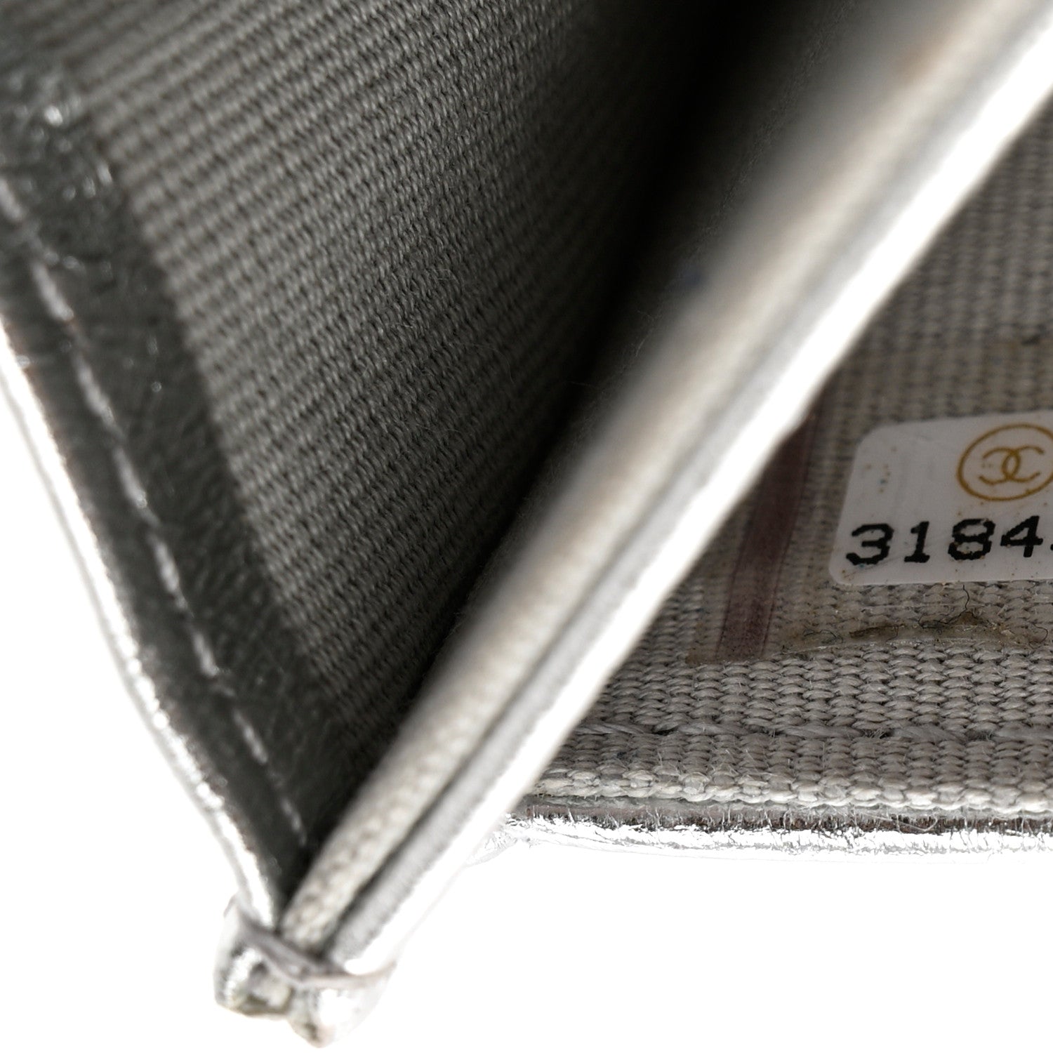 Chanel Metallic Goatskin Quilted Chanel 19 Flap Card Holder Silver 8 of 8