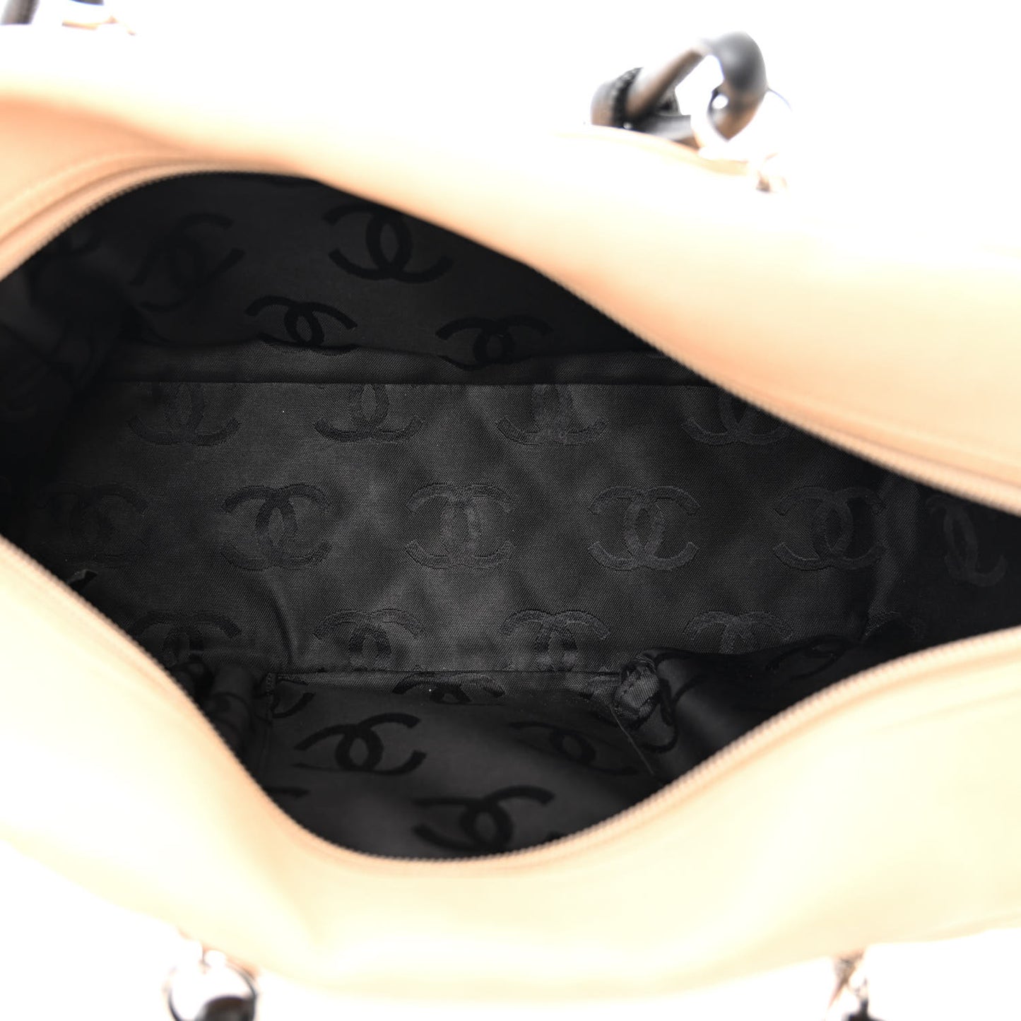 Calfskin Quilted Large Cambon Bowler Beige Black