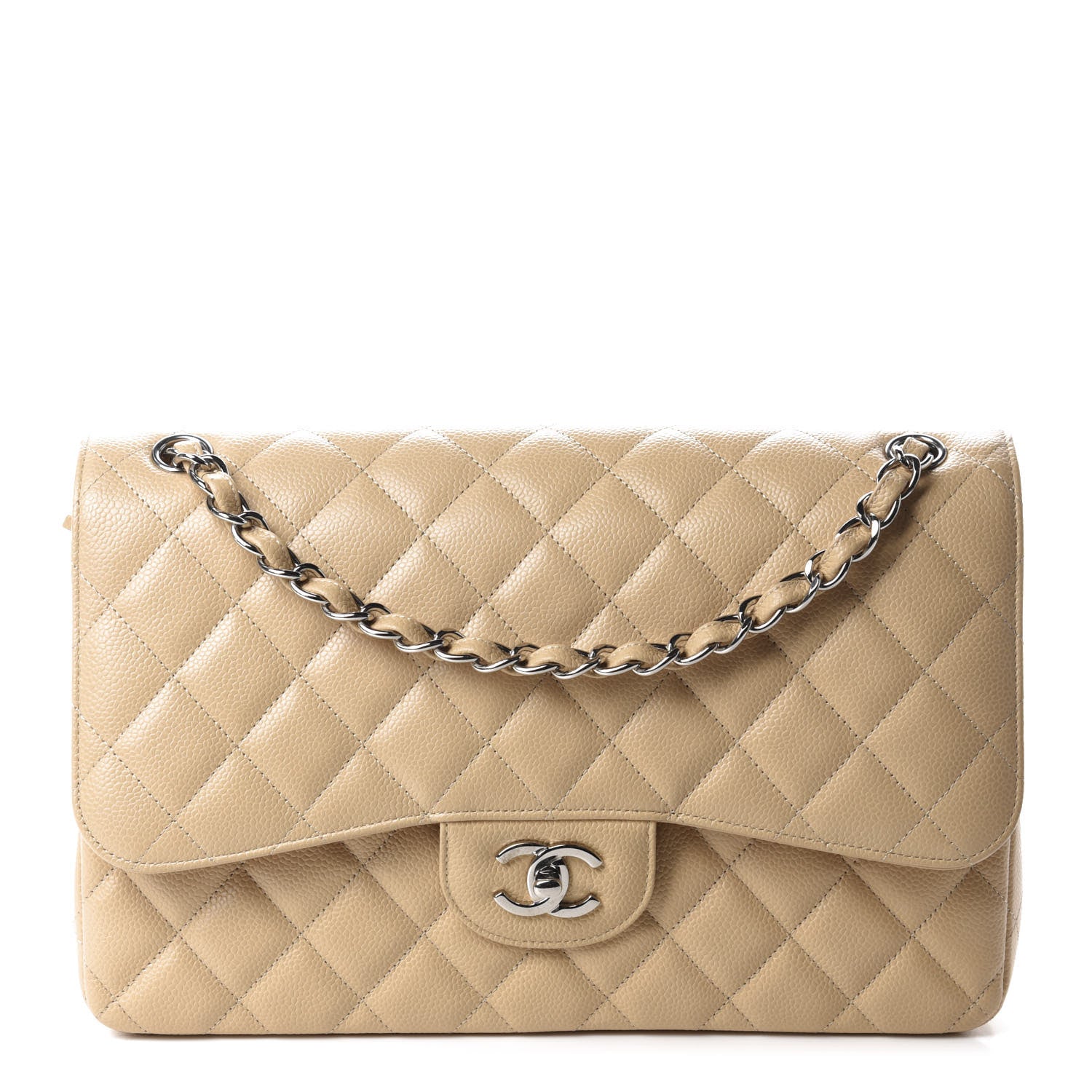 Chanel Caviar Quilted Jumbo Double Flap Beige 1 of 11