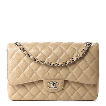 Chanel Caviar Quilted Jumbo Double Flap Beige 1 of 11