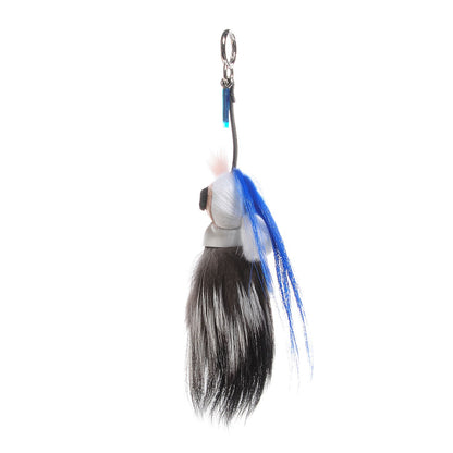 Fendi Mink Fox Goat Fur Mini Karlito Bag Charm Blue 4 of 8