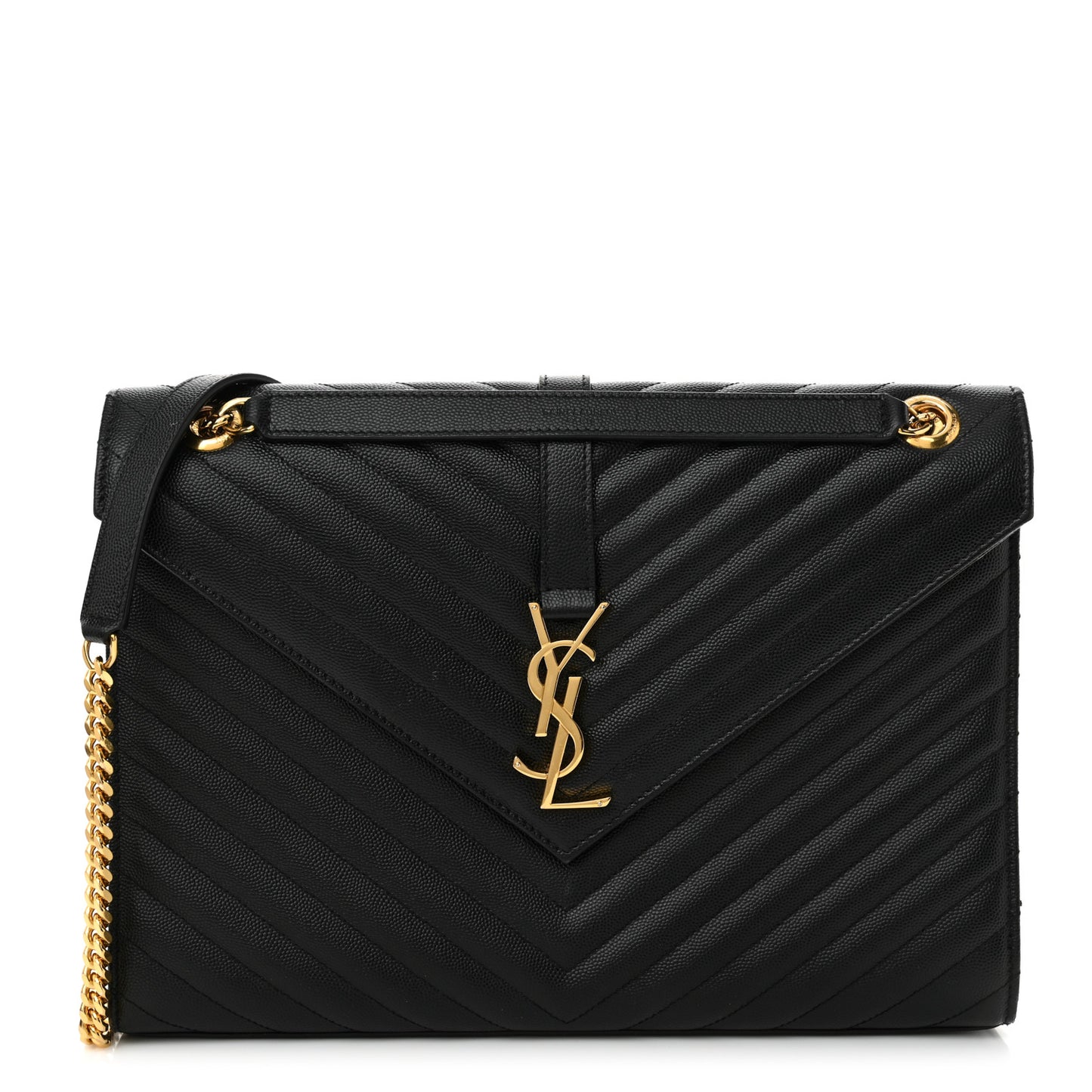 Grain De Poudre Matelasse Chevron Large Monogram Satchel Black