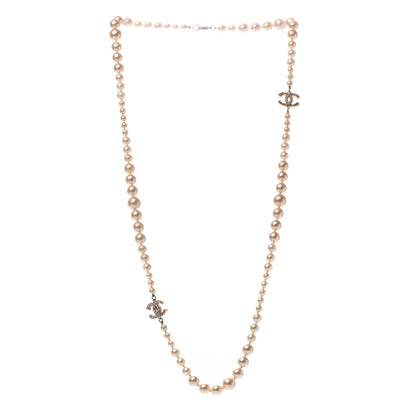 Chanel Graduated Pearl CC Long Necklace Light Gold 2 of 5