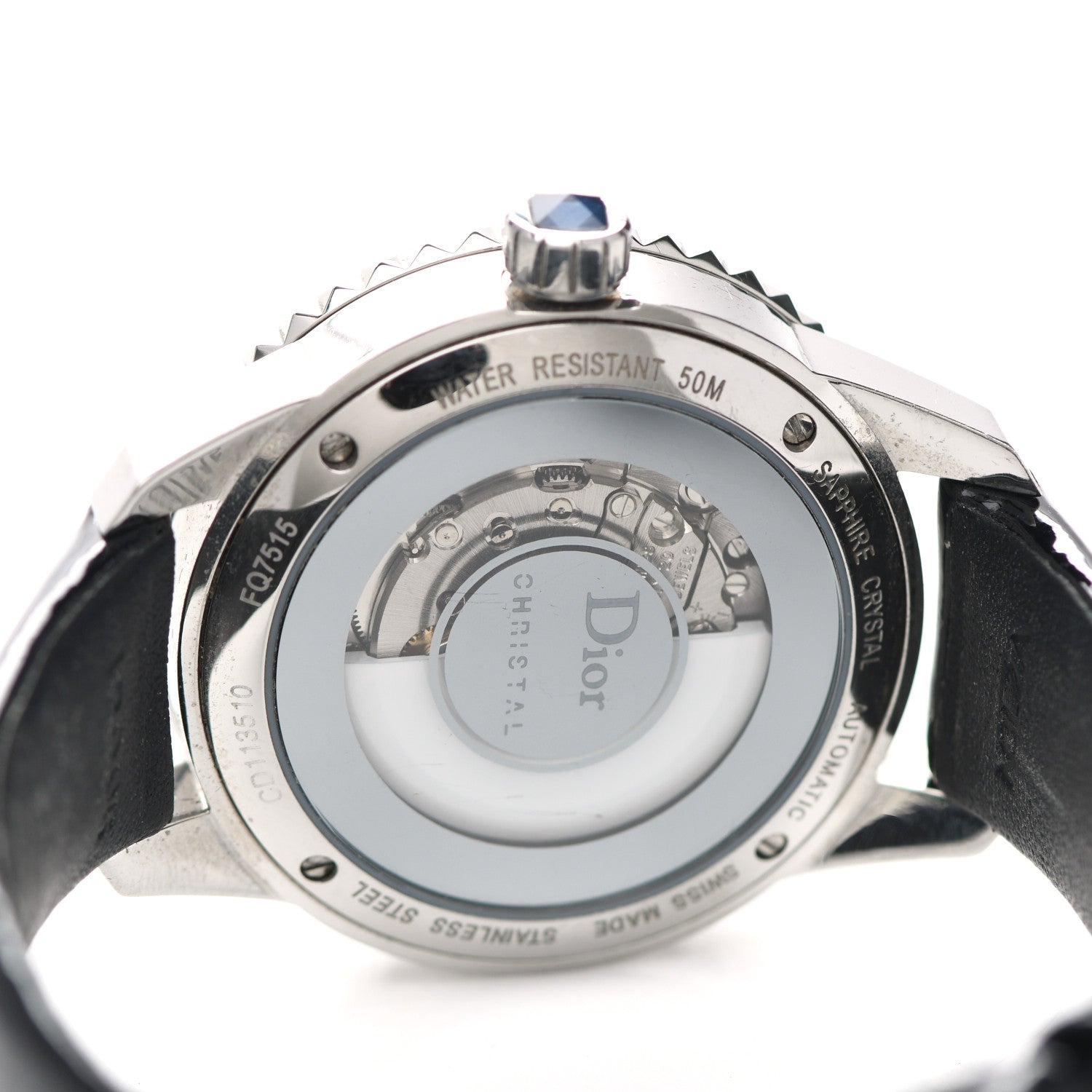 Christian Dior Stainless Steel Calfskin Diamond Blue Sapphire 33mm Christal Quartz Watch 4 of 4