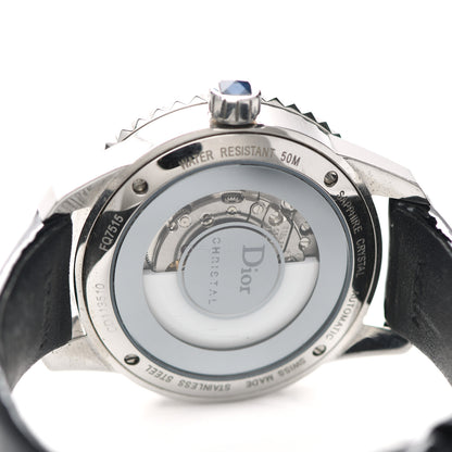 Christian Dior Stainless Steel Calfskin Diamond Blue Sapphire 33mm Christal Quartz Watch 4 of 4