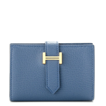 Hermes Chevre Mysore Mini Bearn Wallet Bleu Agate 1 of 7