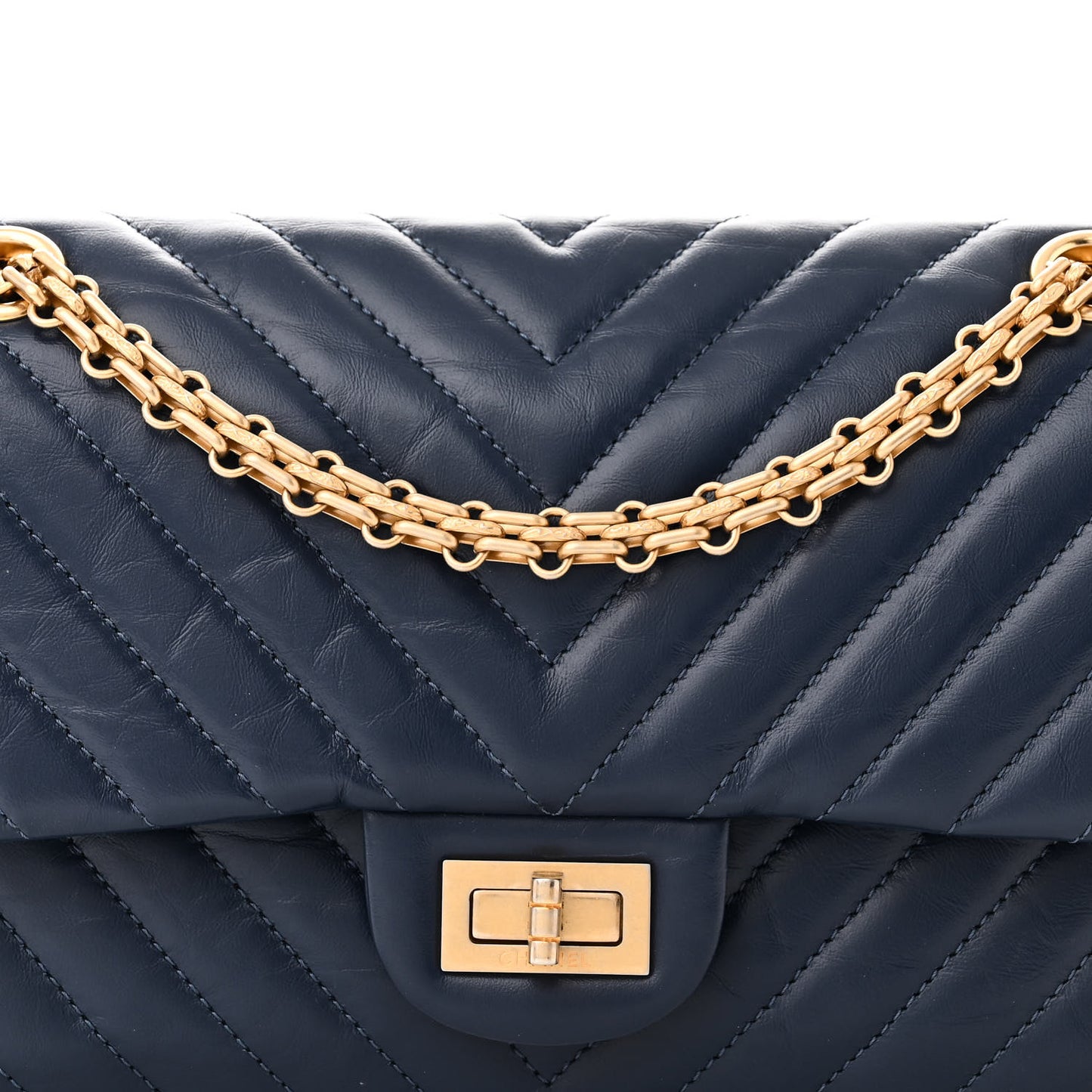 Aged Calfskin Chevron Quilted 2.55 Reissue 225 Flap Blue