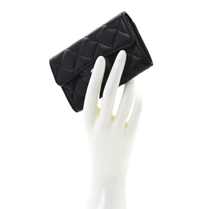Chanel Lambskin Quilted Flap Card Holder Wallet Black 2 of 7