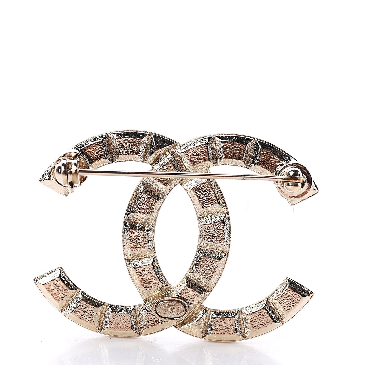 Studded CC Pin Brooch Gold