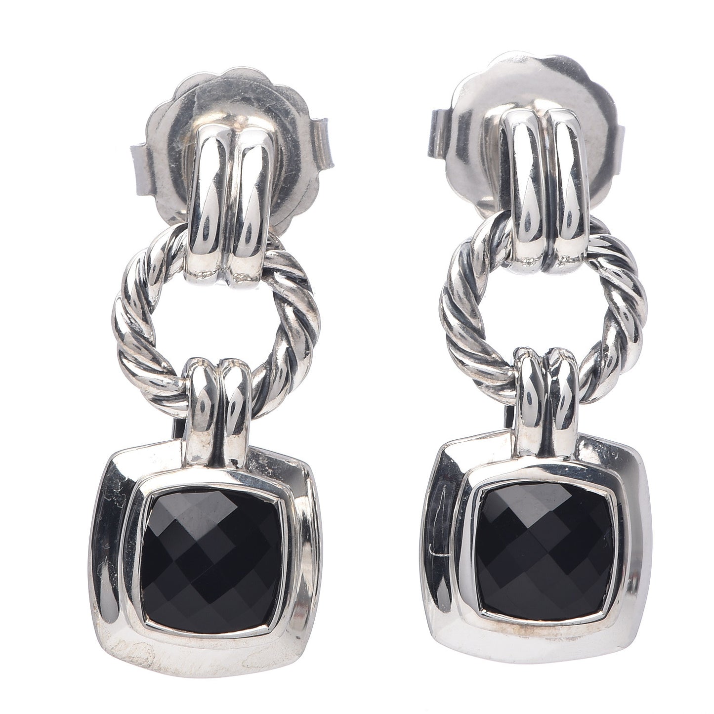 Sterling Silver Black Onyx 7mm Renaissance Drop Earrings