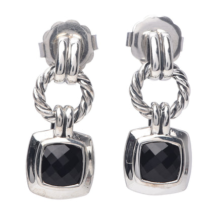 David Yurman Sterling Silver Black Onyx 7mm Renaissance Drop Earrings 1 of 4