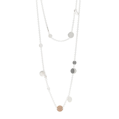 Hermes Sterling Silver 18K Rose Gold Confettis Long Necklace 1 of 6