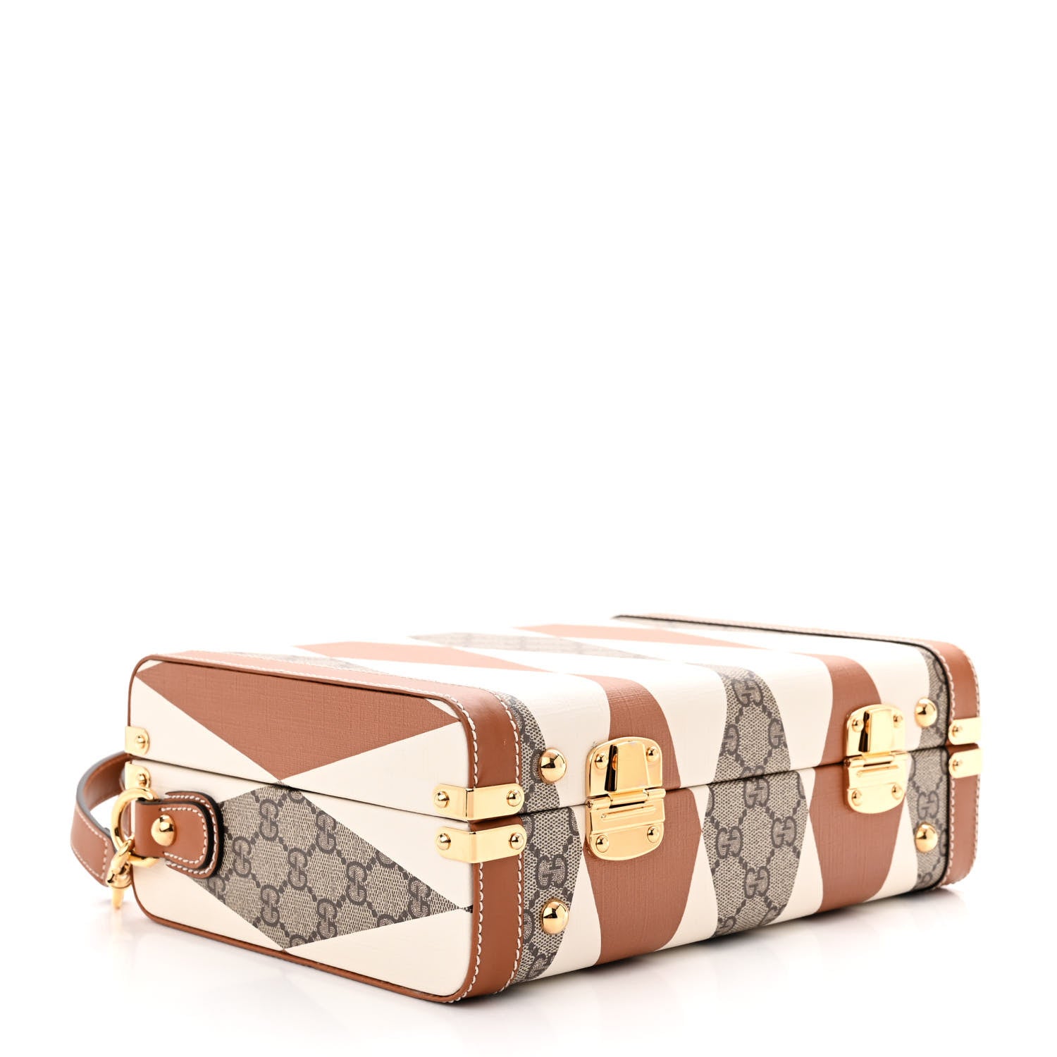 Gucci GG Supreme Monogram Boarded Dyana Calfskin Rhombus Print Savoy Top Handle Beauty Case Beige Ebony Mystic White Hazel Brown 4 of 11