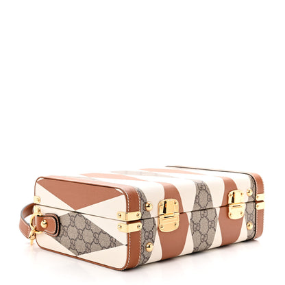 Gucci GG Supreme Monogram Boarded Dyana Calfskin Rhombus Print Savoy Top Handle Beauty Case Beige Ebony Mystic White Hazel Brown 4 of 11