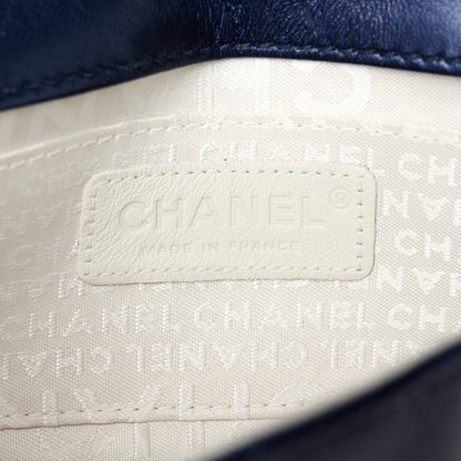 Chanel Lambskin Chocolate Bar Quilted 3 Chain Flap Navy Blue 6 of 12