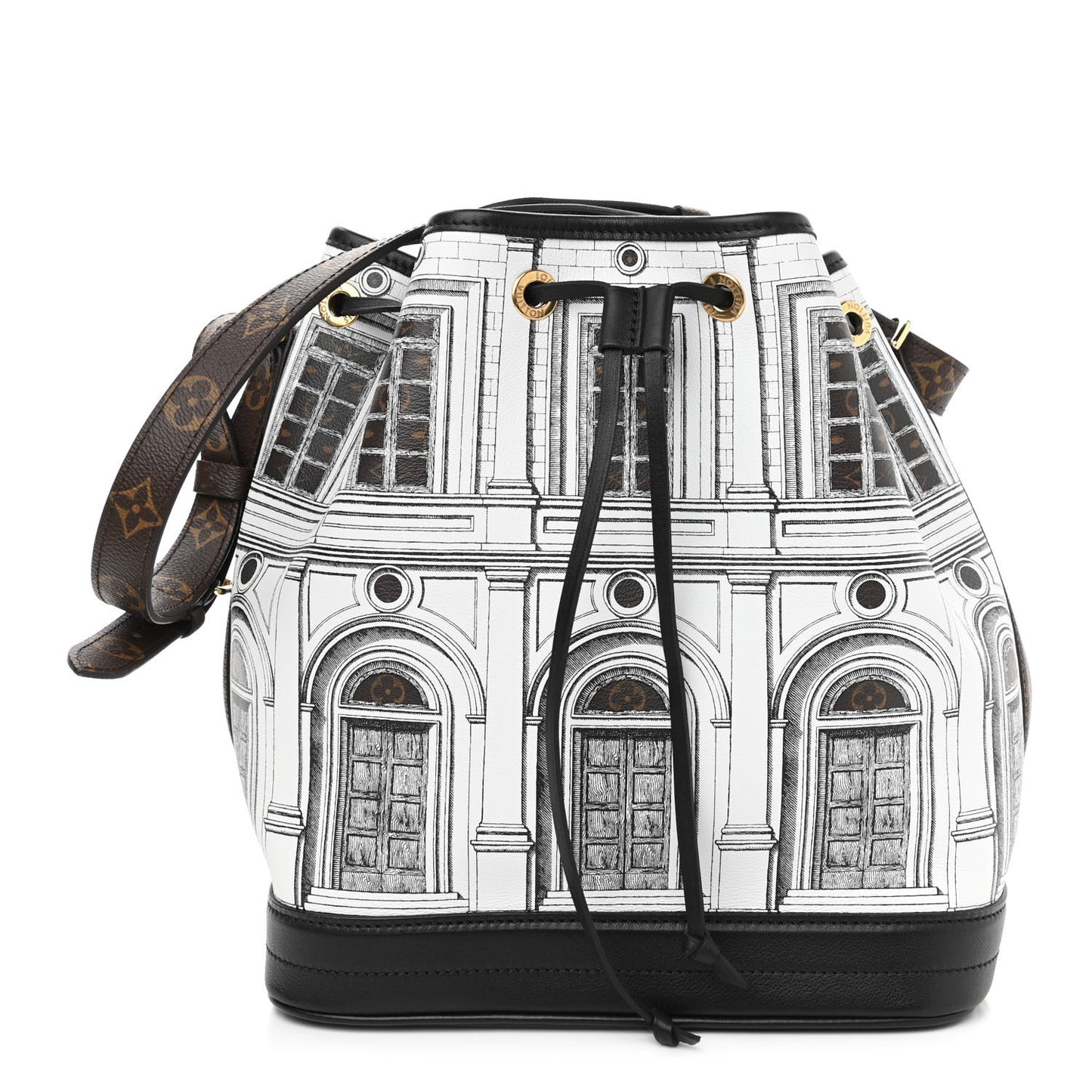X FORNASETTI Calfskin Architettura Noe MM Black White