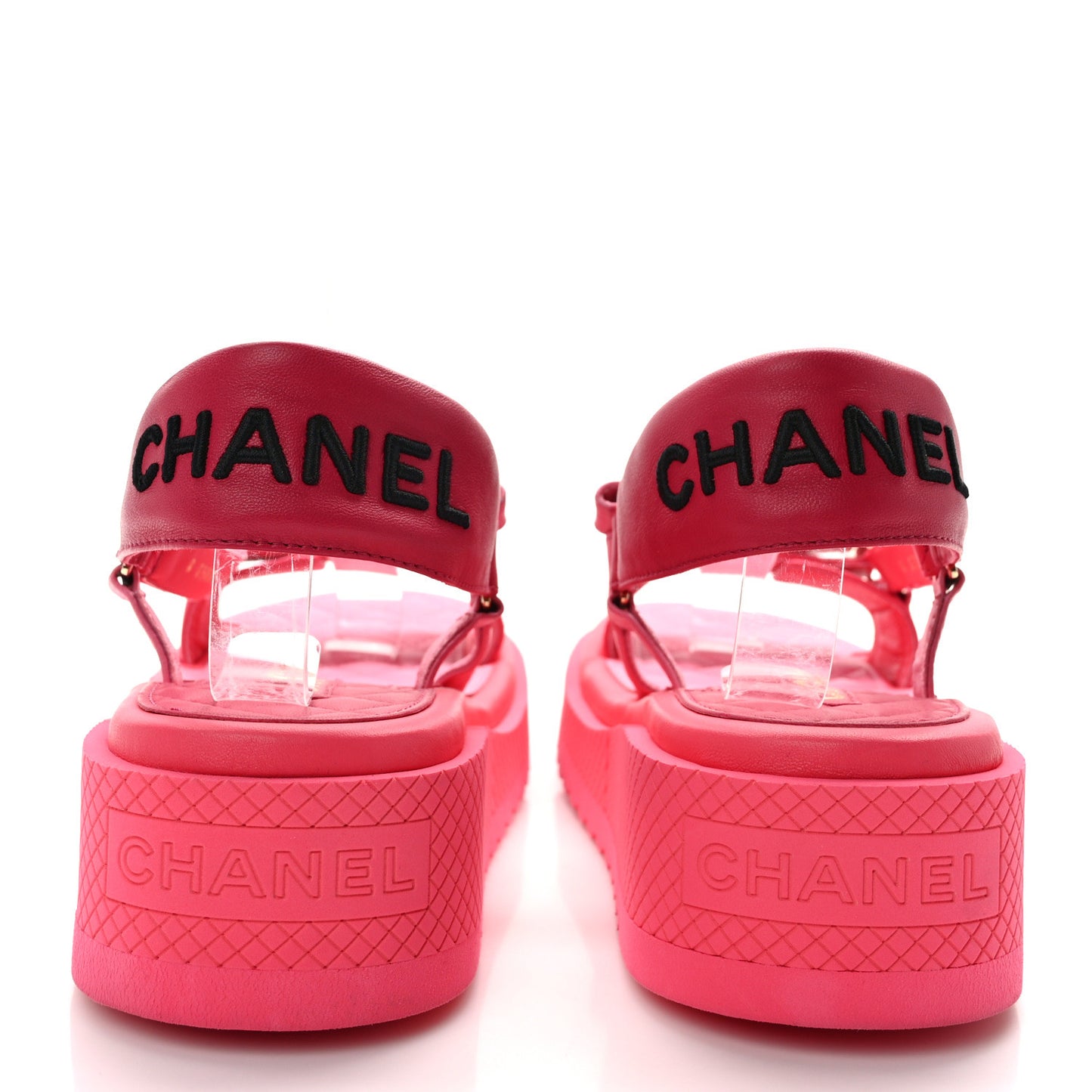 Lambskin Logo Platform Sandals 39 Pink Red