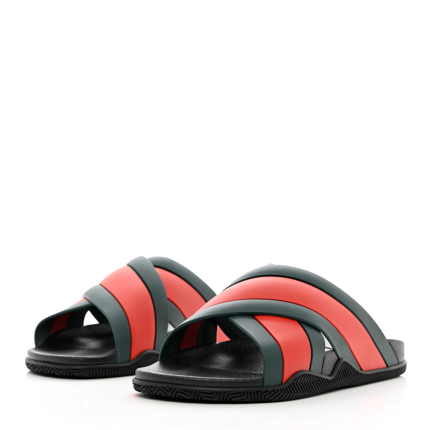 Rubber Web Mens Criss Cross Slide Sandals 10 Green Red