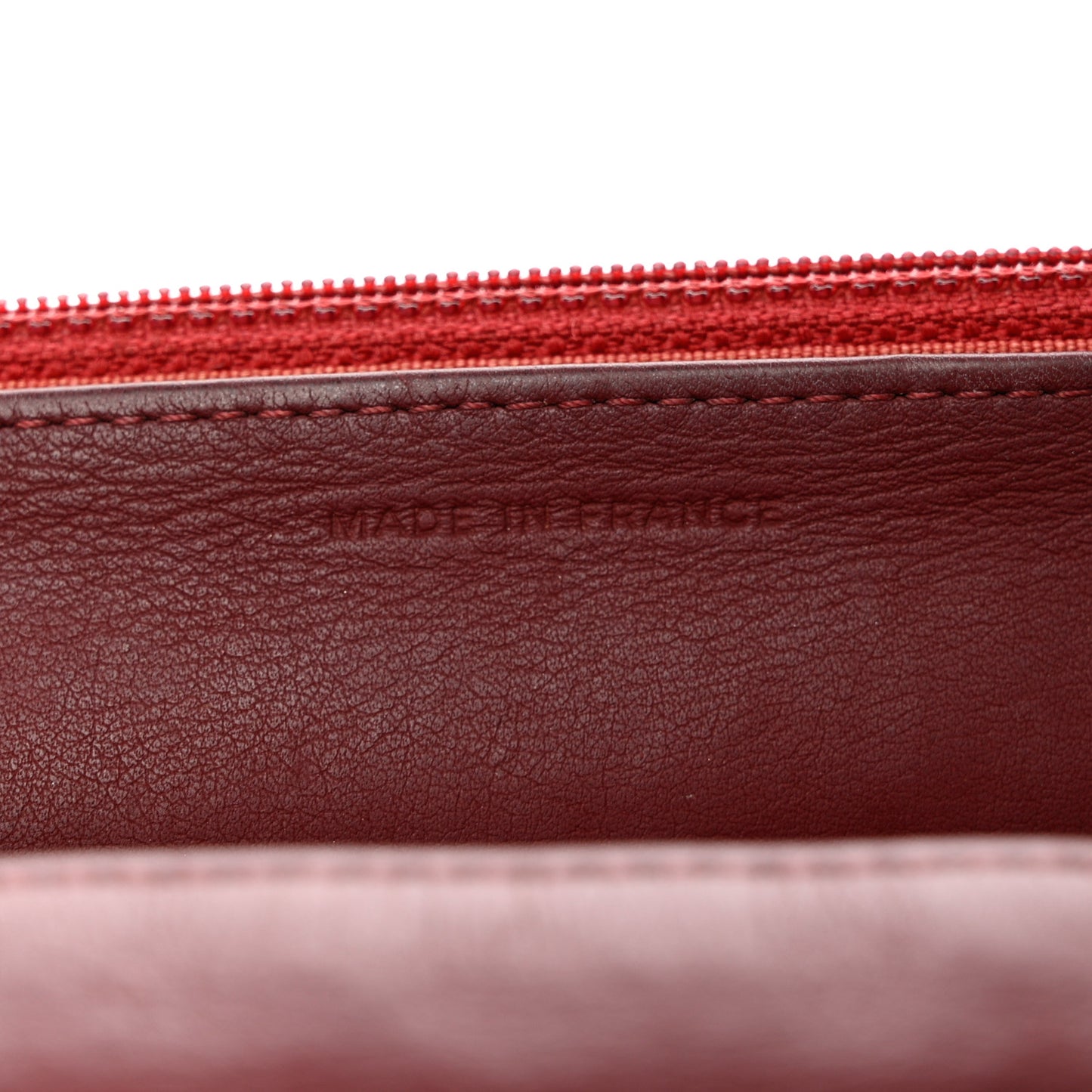 Aged Calfskin Quilted Wallet On Chain WOC Burgundy