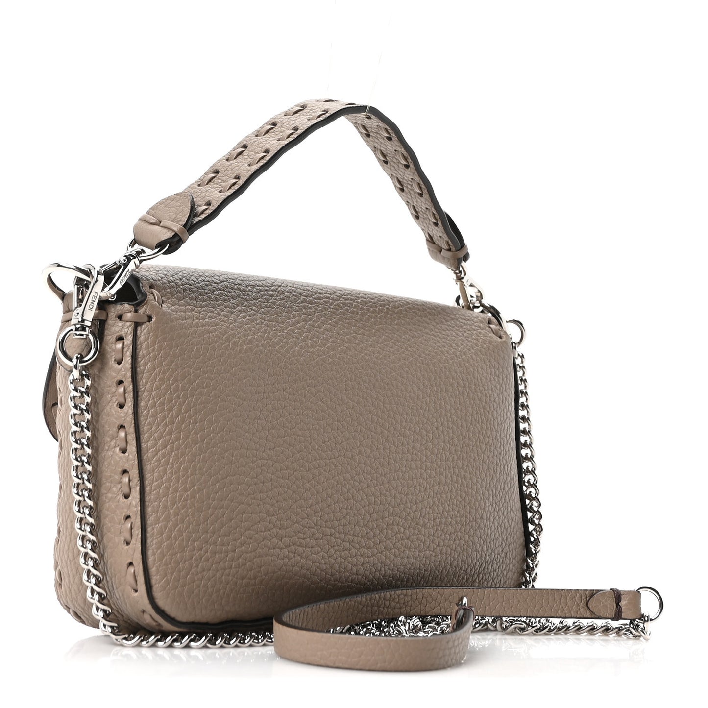 Cuoio Roma Sellerissima Nappa Sintetica Tape Stitch Mini Baguette Argento