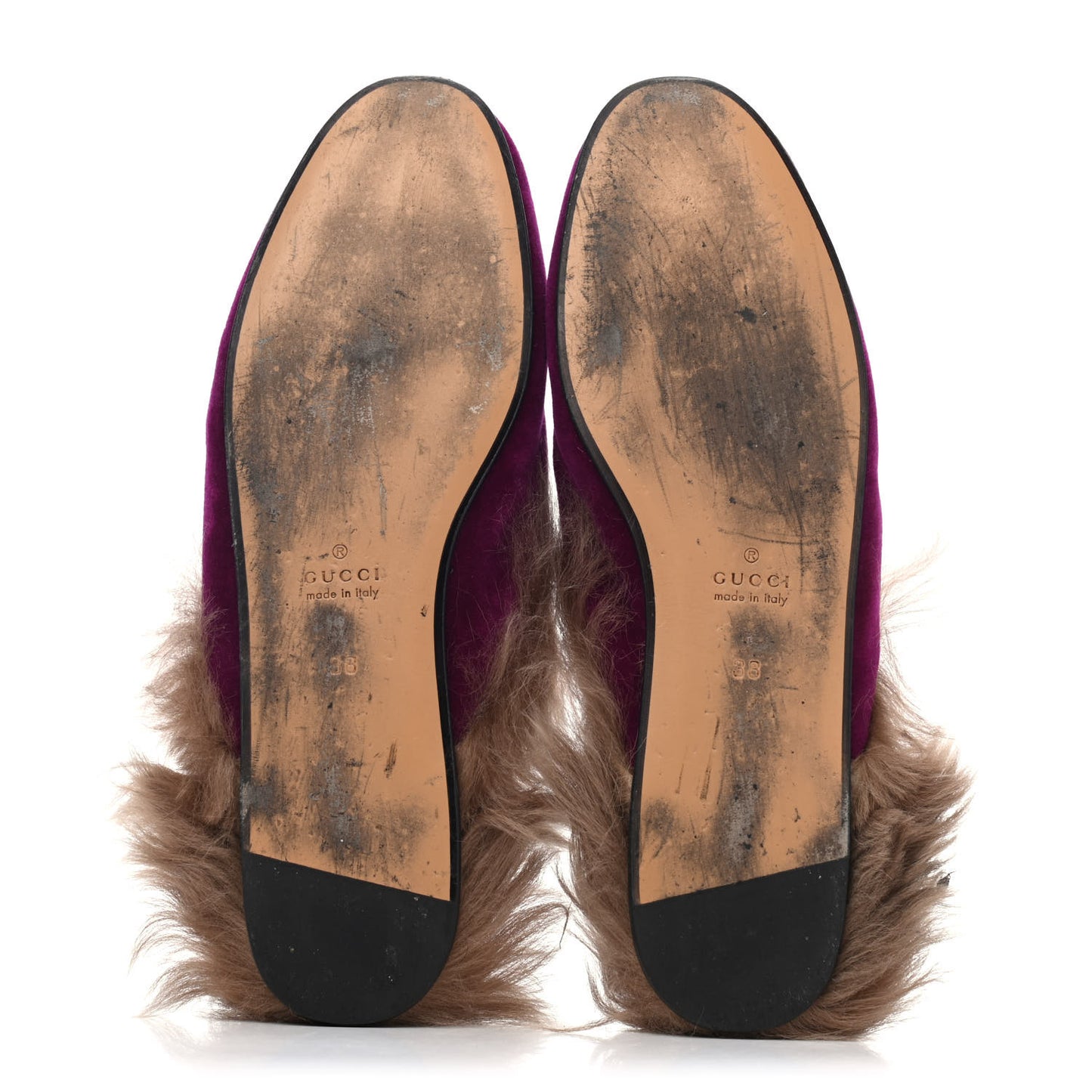 Velvet Fur Womens Princetown Slippers 38 Fucsia Violet Cyclamen Natural