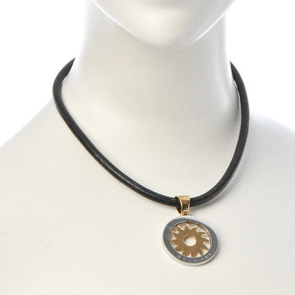 Bulgari 18K Yellow Gold Stainless Steel Tondo Sun Pendant Necklace 2 of 6