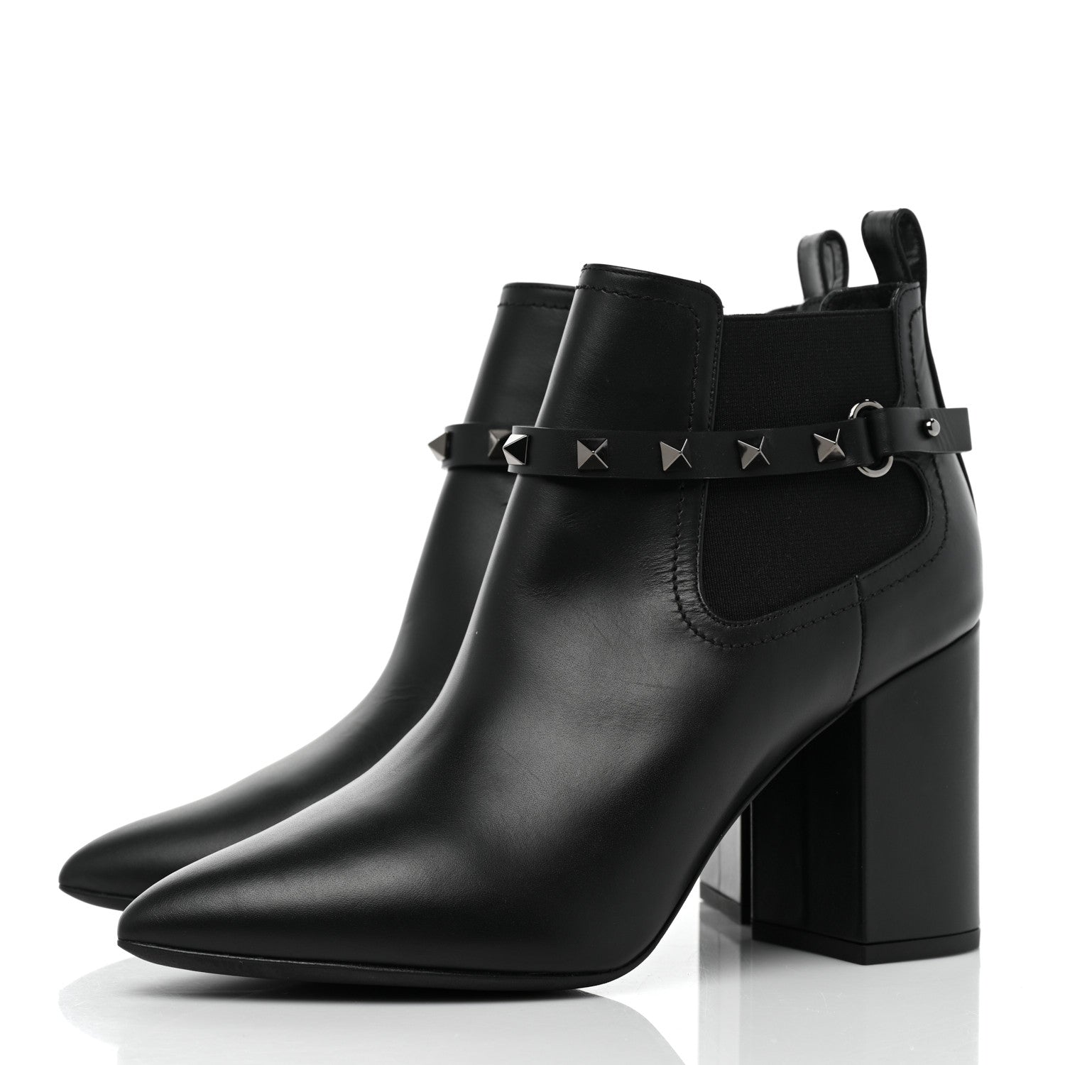 Valentino Garavani Calfskin Rockstud Chelsea 85mm Ankle Boots 39 Black 3 of 10