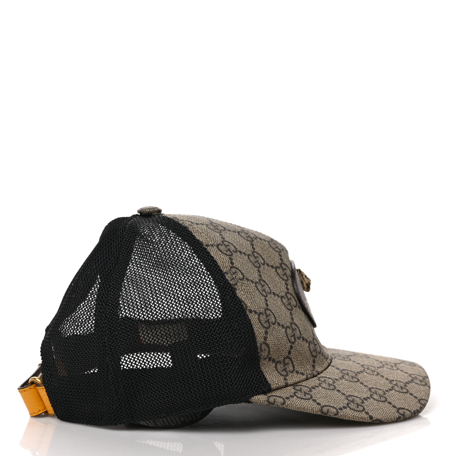 Gucci Soft GG Supreme Monogram Mesh Textured Dollar Calfskin Neo Vintage Rap Baseball Hat S Dark Brown Black 6 of 10