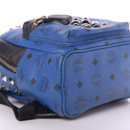 MCM Visetos Studded Colorblock Mini Stark Brock Backpack Blue 4 of 14