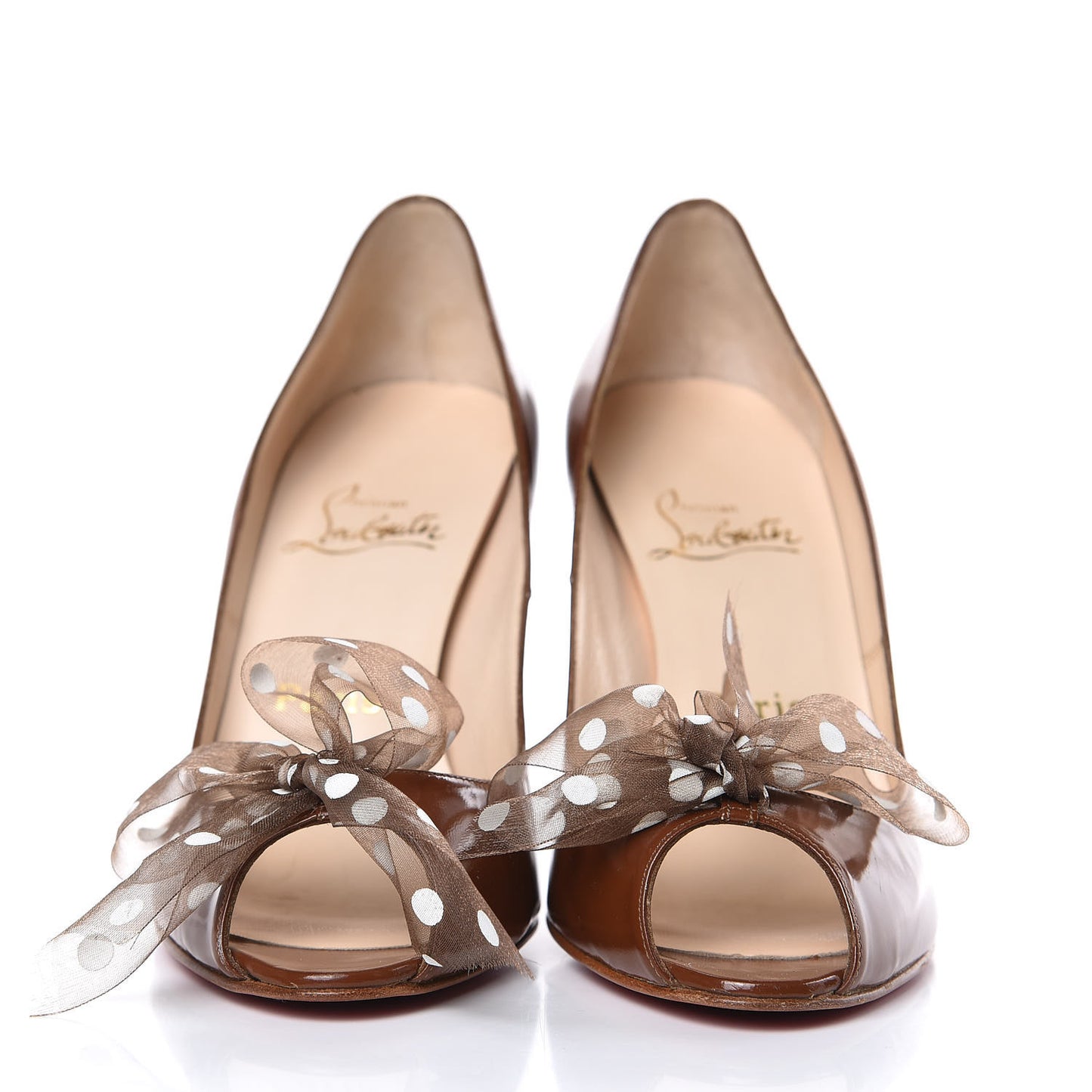 Patent Moon Bow 100 Peep Toe Pumps 39 Brown
