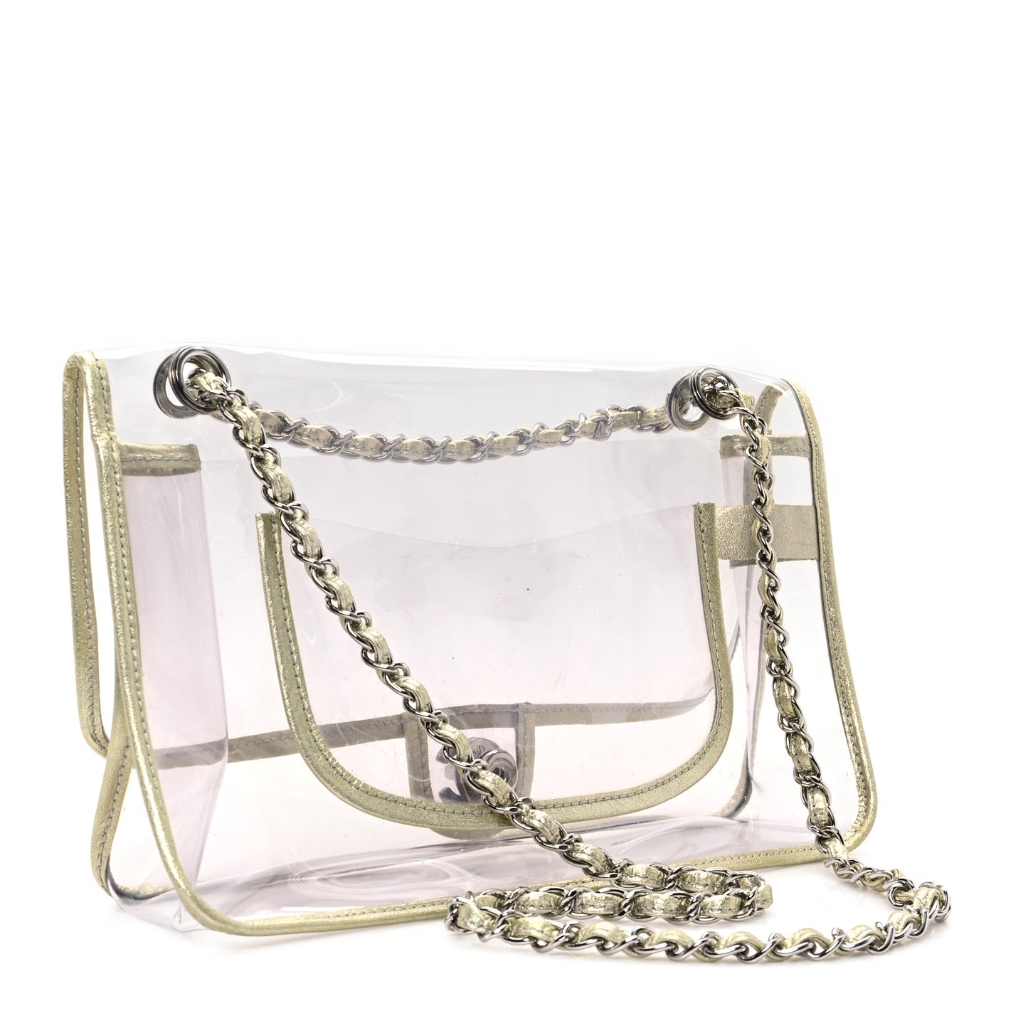 Metallic Lambskin PVC Medium Naked Flap Gold