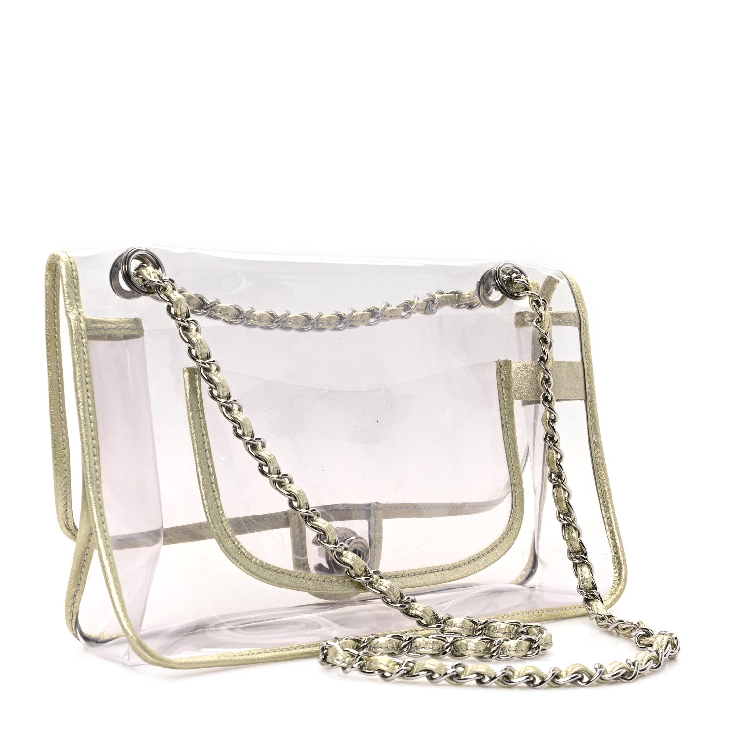 Chanel Metallic Lambskin PVC Medium Naked Flap Gold 3 of 10