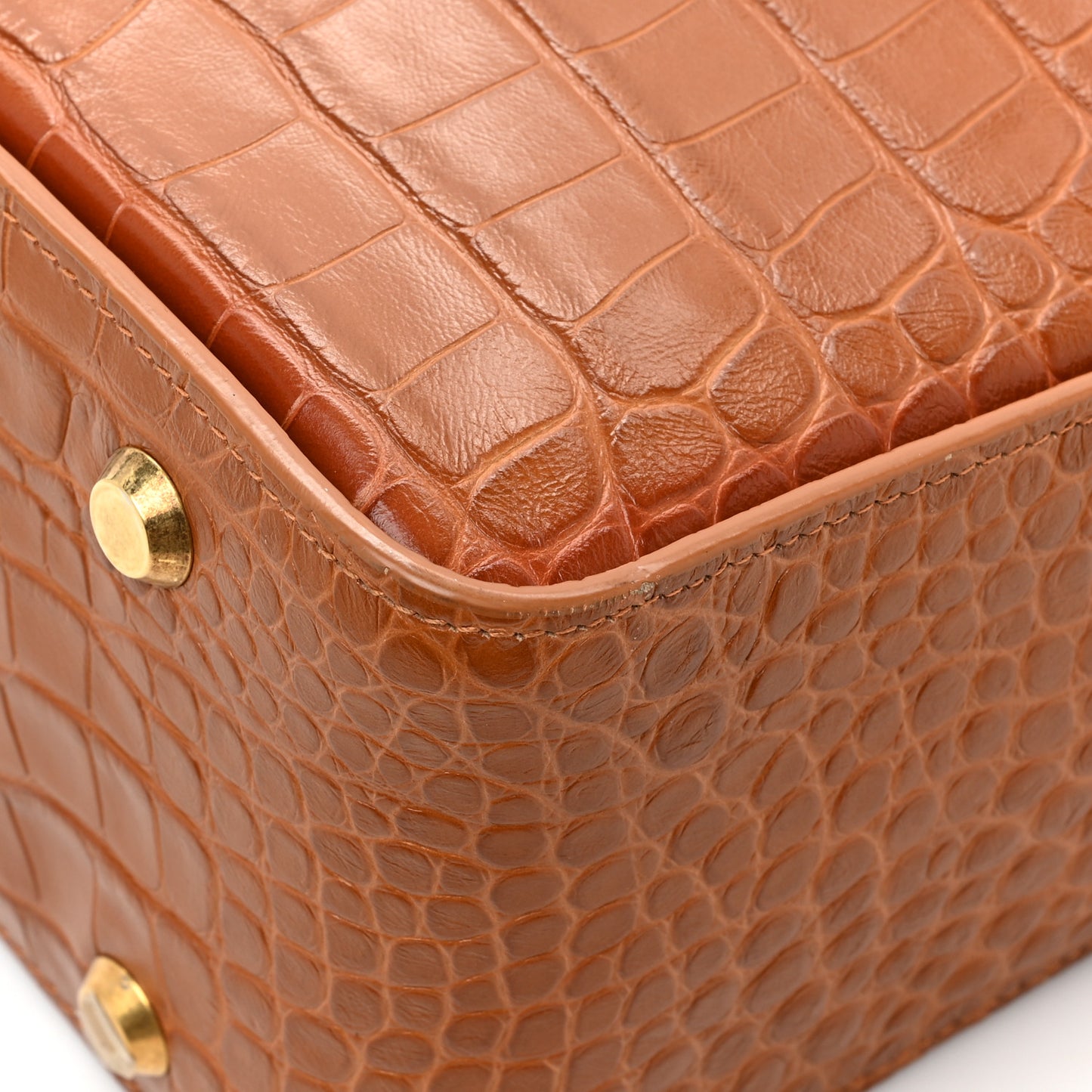 Extra Supple Calfskin Crocodile Embossed Small Tool 2.0 North-South Tote Camel