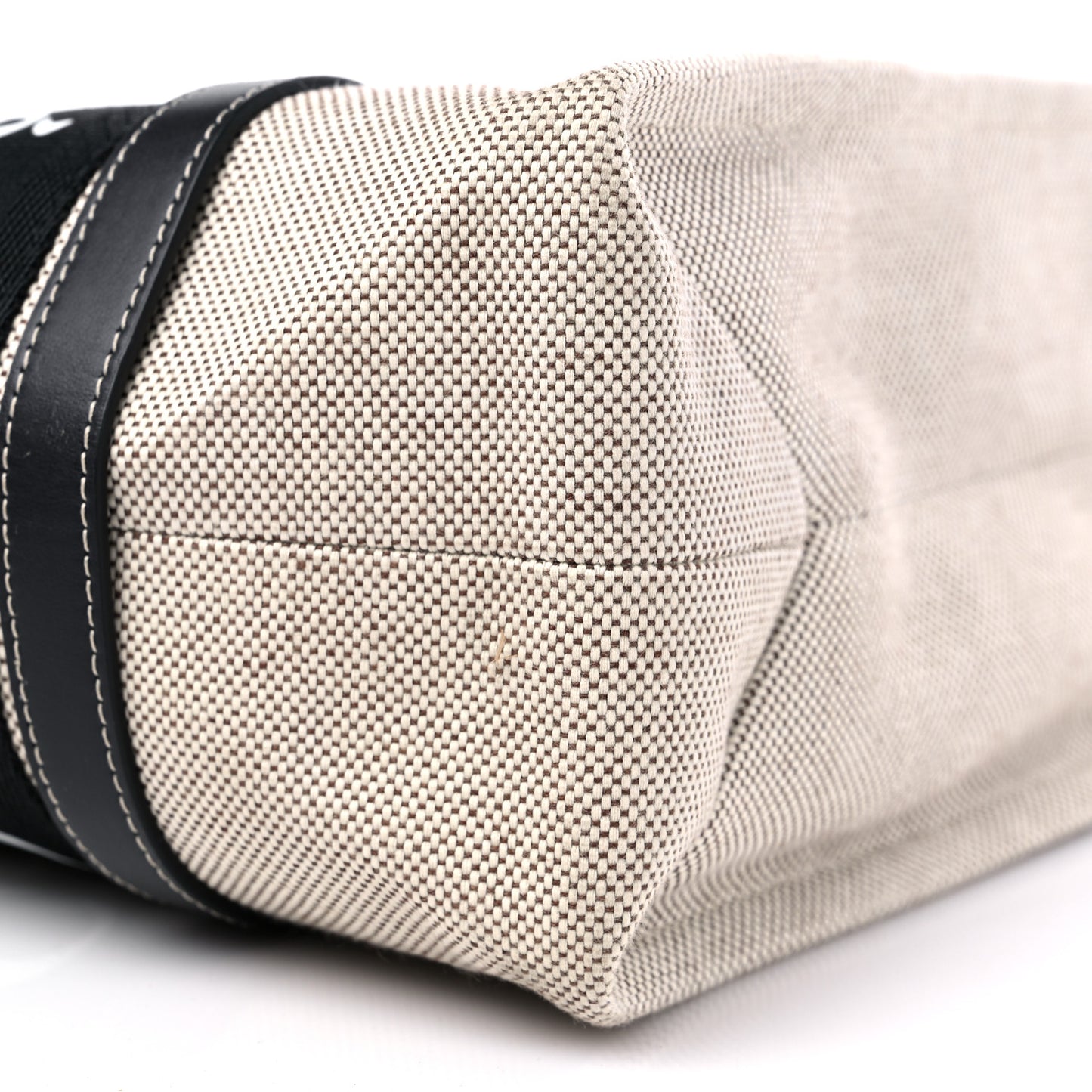 Cotton Calfskin Medium Woody Ribbon Tote Black Blue