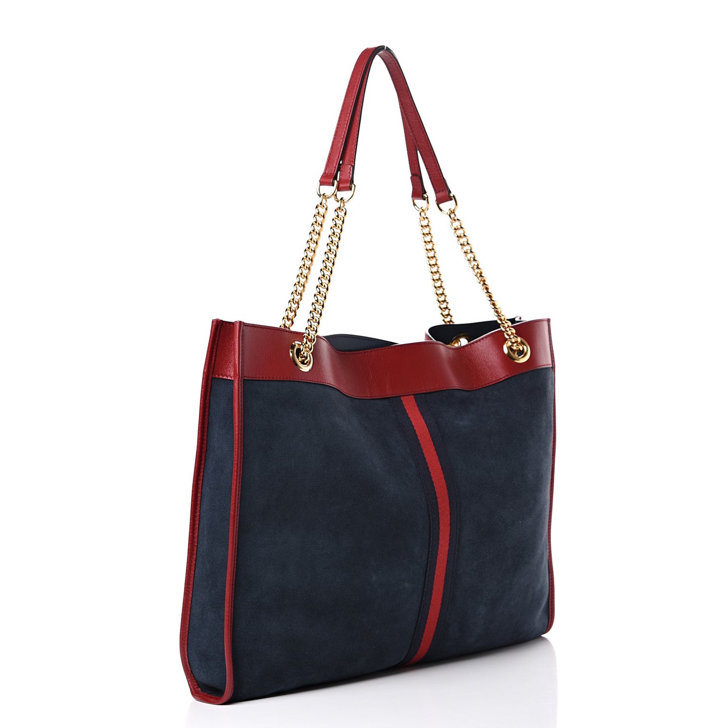 Suede Calfskin Large Rajah Chain Tote New Blue Romantic Cherry