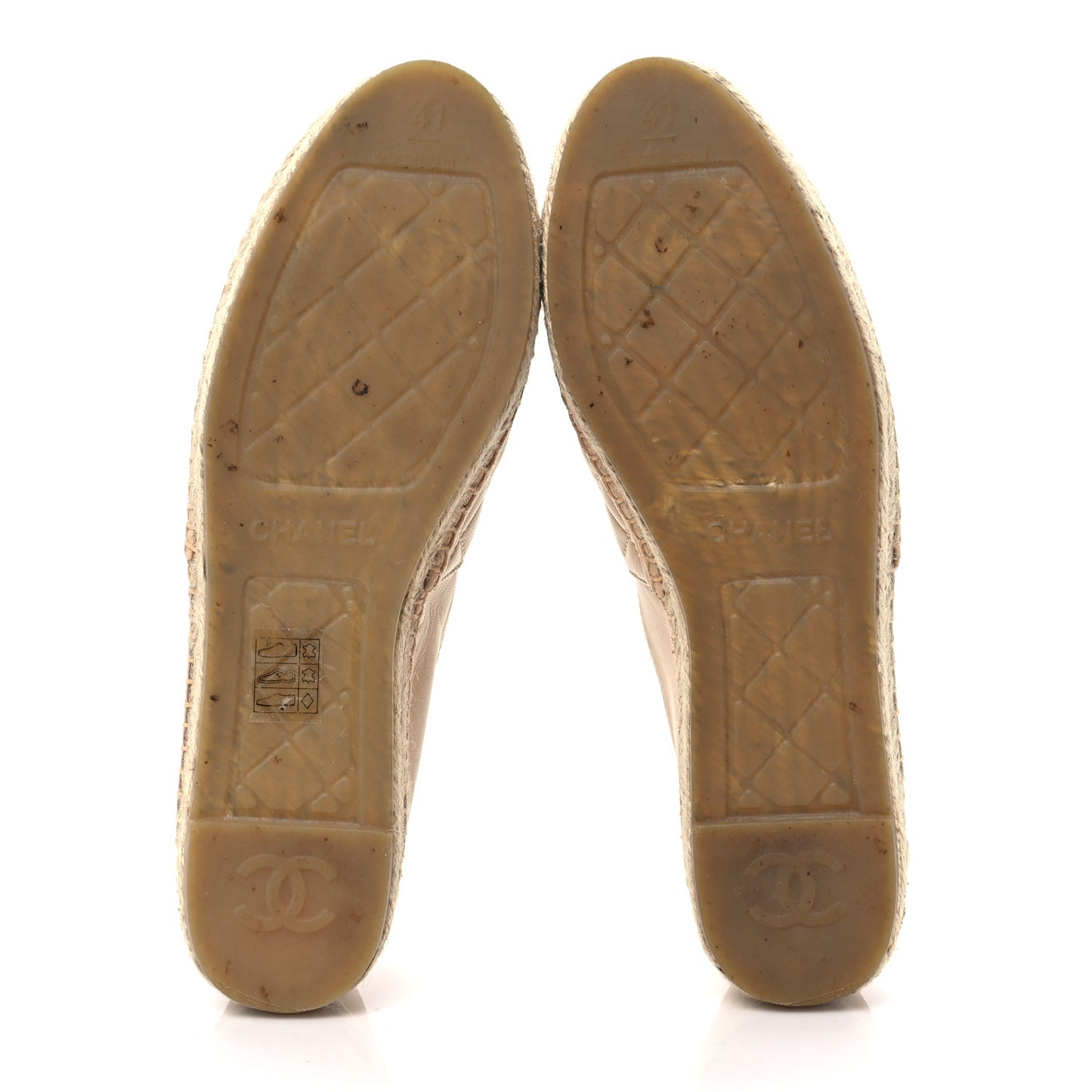Lambskin Quilted CC Espadrilles 41 Beige