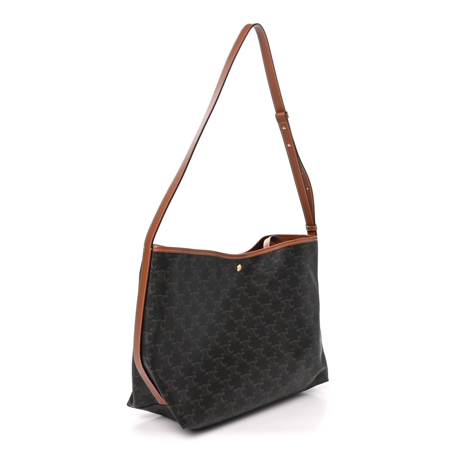 Celine Triomphe Canvas Calfskin Shopper Tote Tan 4 of 10